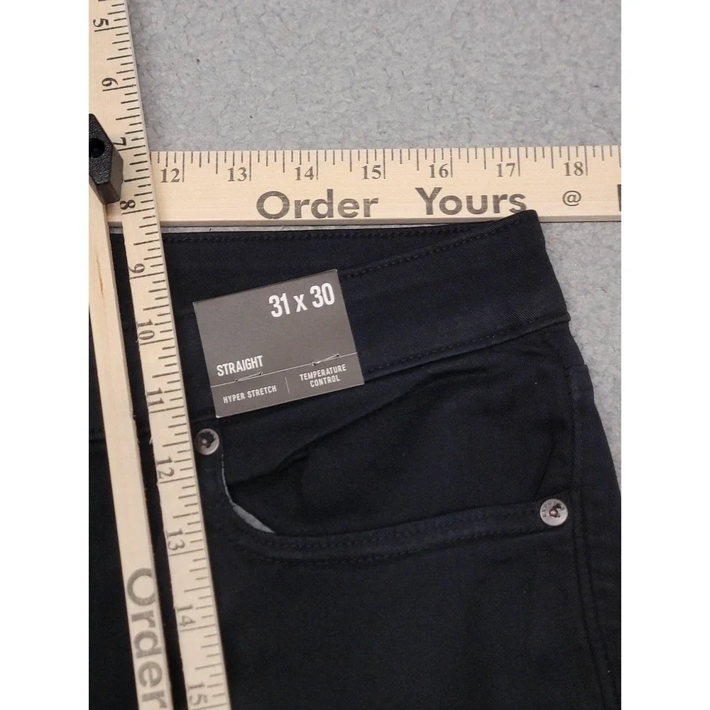 Express Jeans Mens 31x30 (Fits 34x29) Black Straight Stretch Temperature Control